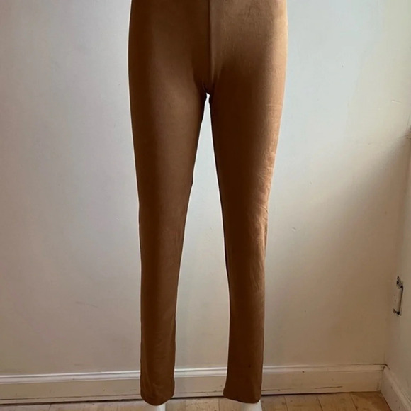Style Rack Eco Faux-Suede Leggings Orange Camel Size S/M NWOT High Waist - Picture 1 of 15